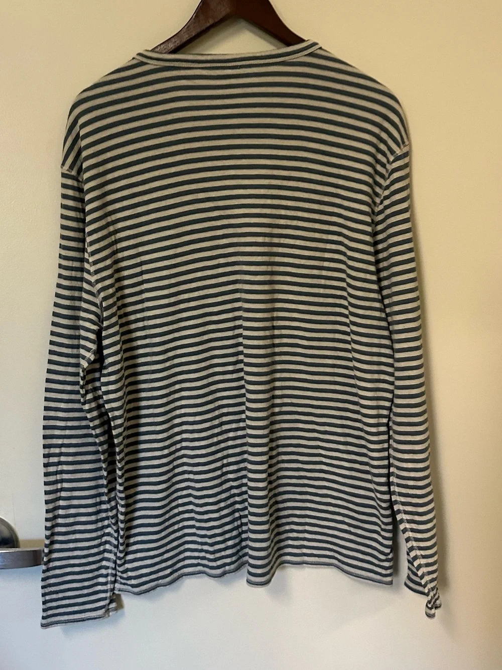 Faherty Cloud Reversible Long Sleeve Tee Marine Ivory Stripe Mens XL Pima Cotton